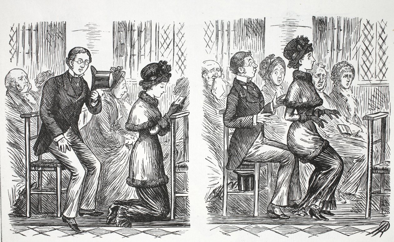 Kyrkliga seder, illustration från Punch av English School