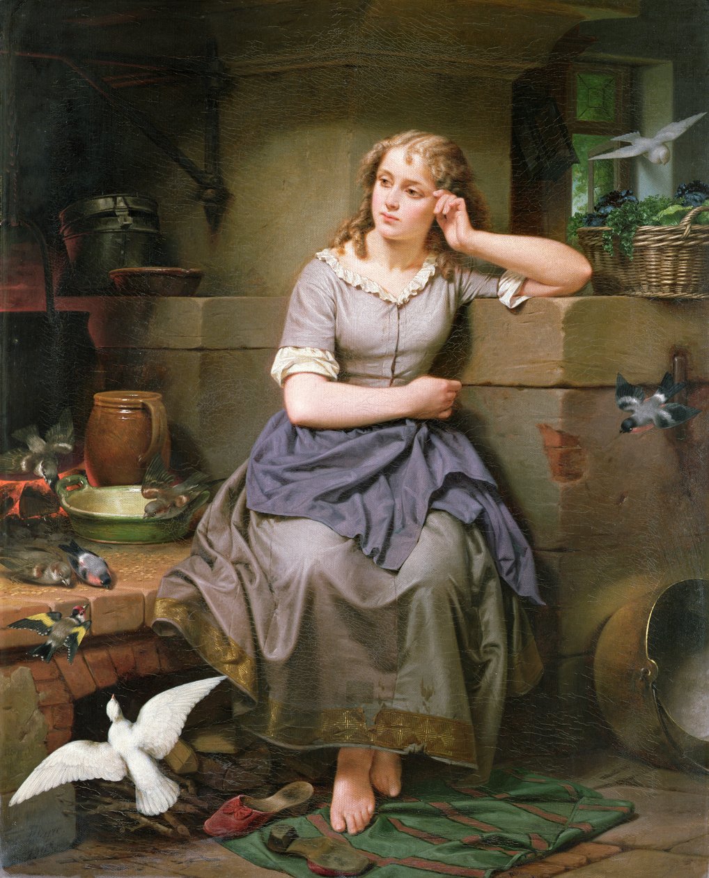 Askungen och fåglarna, 1868 av English School