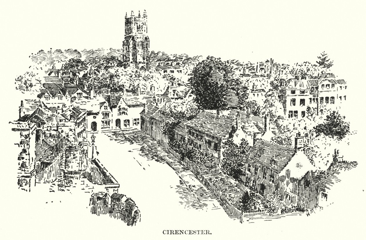 Cirencester (litografi) av English School