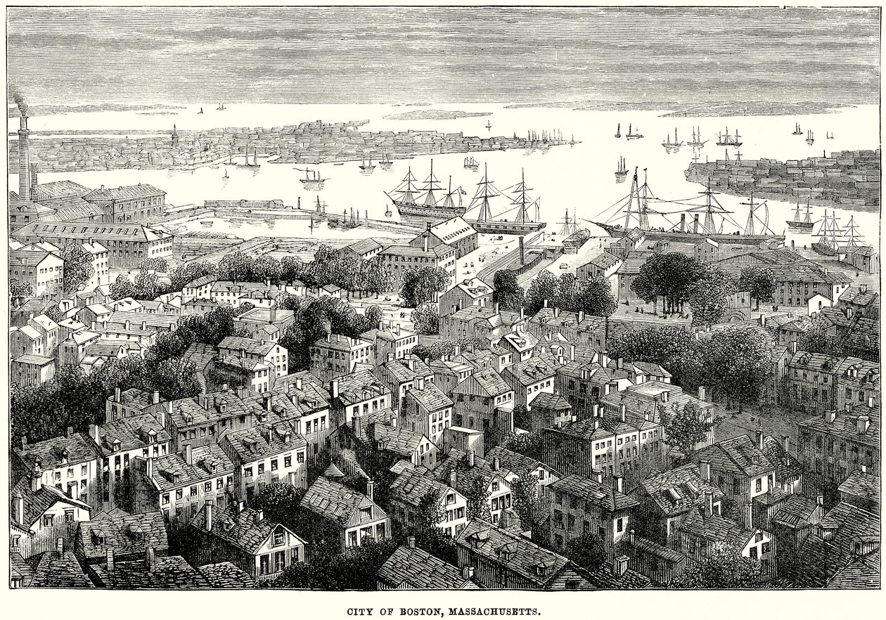 Staden Boston, Massachusetts (gravyr) av English School