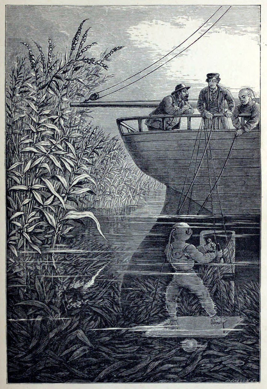Rensa skruven, från Under vågorna, eller Dykning i djupt vatten, pub. 1887. av English School