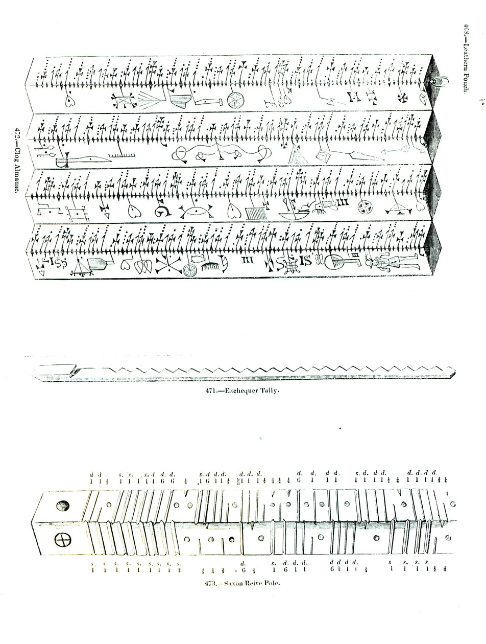 Clog Almanac, Exchequer Tally och Saxon Reive Pole av English School