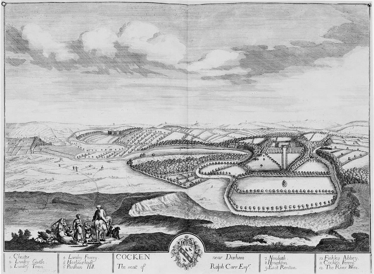 Cocken nära Durham, ca 1710 (etsning) av English School
