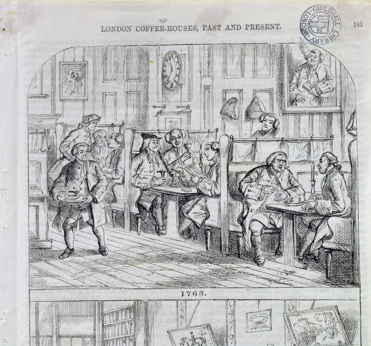 Coffee Room 1763, från London Coffee-Houses Past and Present (färggravyr) av English School