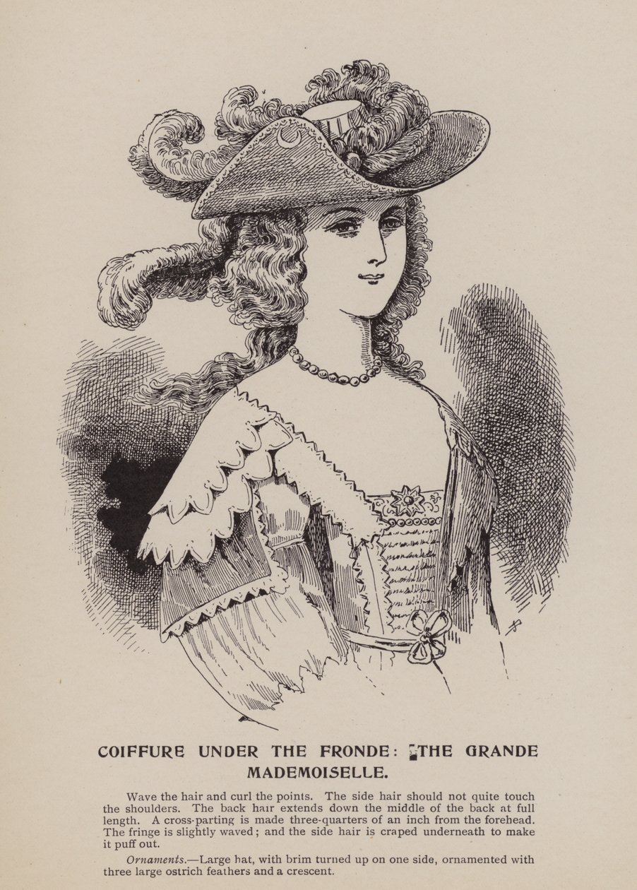Frisyr under Fronde, Grande Mademoiselle (gravyr) av English School