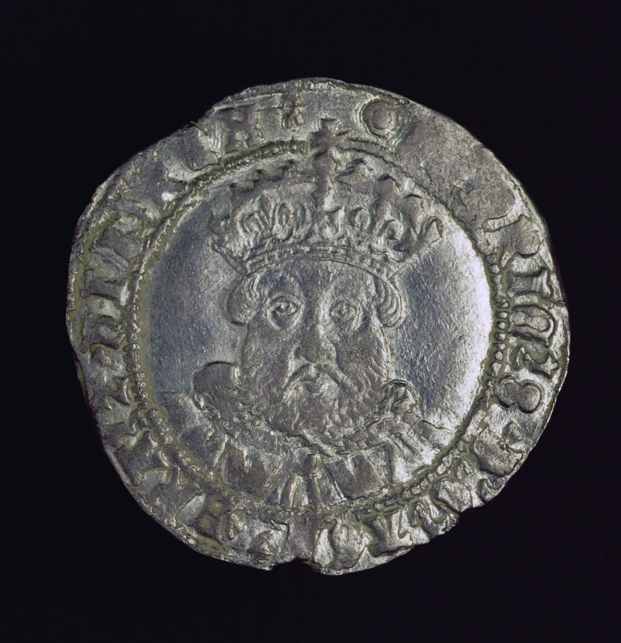 Mynt som bär huvudet av Henry VIII (silver) av English School