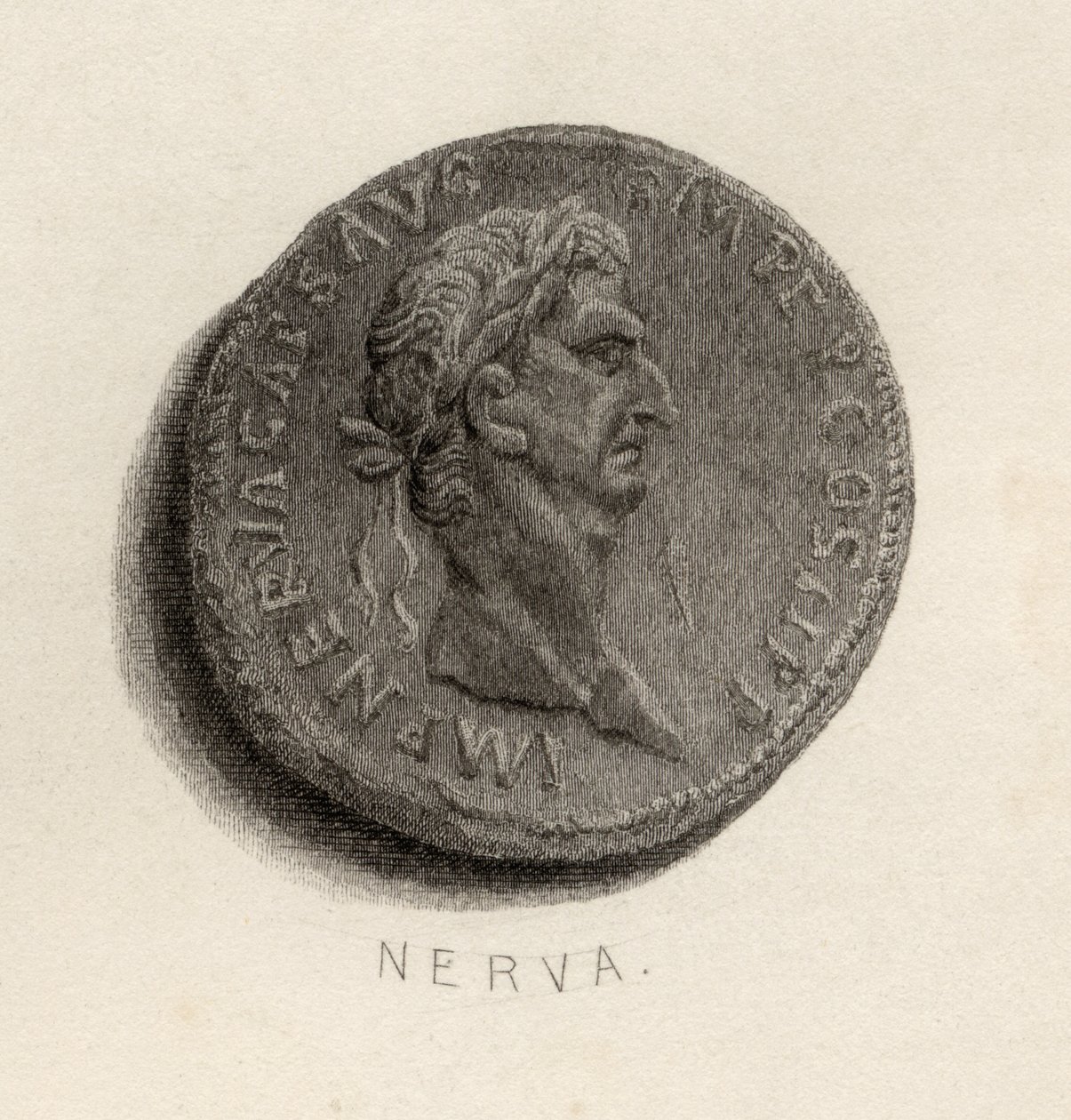 Mynt från Nerva Caesar Augustus tid av English School