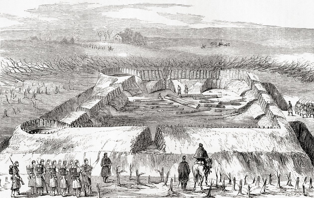Konfederationens befästningar norr om Manassas Junction, från Ward and Lock