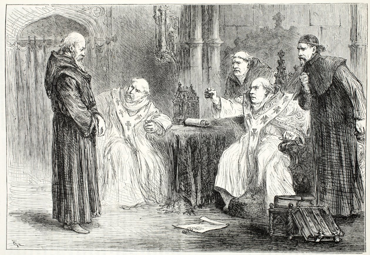 Konferens mellan Thorpe och Arundel, illustration från The History of Protestantism av James Aitken Wylie (1808-1890), pub. 1878 av English School