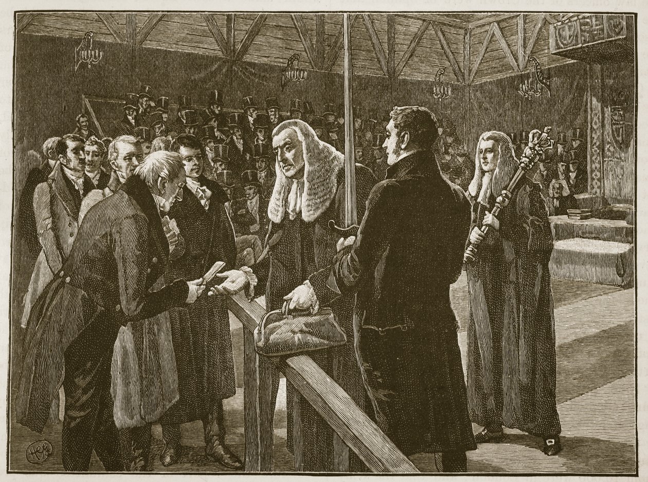 Conference between the Houses of Parliament, 1835, illustration från Cassells Illustrated History of England (sepiafoto) av English School