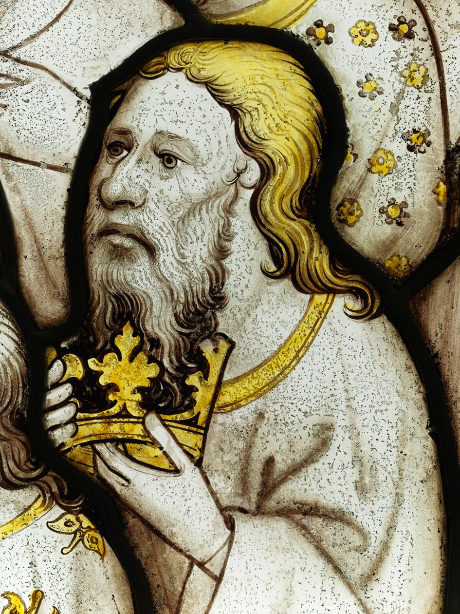 Bevarad del från Great East Window på York Minster: "The Elders Worship God" av English School