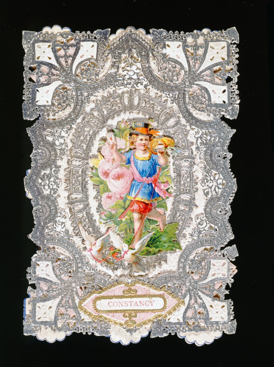 Constancy, Valentinkort, c.1860 (färg litho på papper) av English School