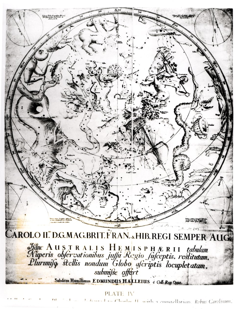 Stjärnbilder på södra halvklotet, från "Synopsis of Comets" av Sir Edmund Halley (1656-1742) 1705 av English School