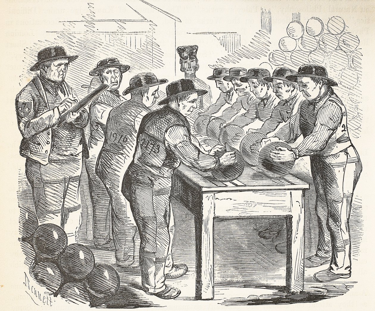 Fångar skrapskott, illustration från The Criminal Prisons of London och Scenes from Prison Life av Henry Mayhew och John Binny, pub. 1862 av English School