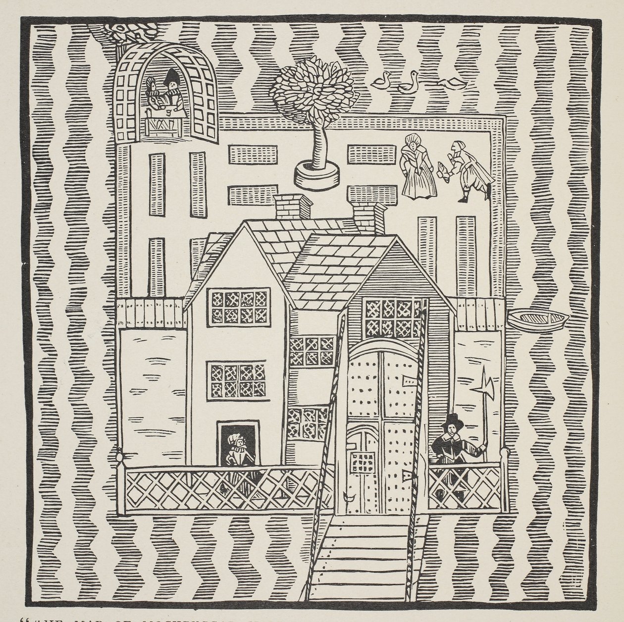 Kopia av The Map of Mockbeggar Hall, med hans situation i det stora landet som kallas någonstans, c.1633, från Ballad of Roxborough av English School