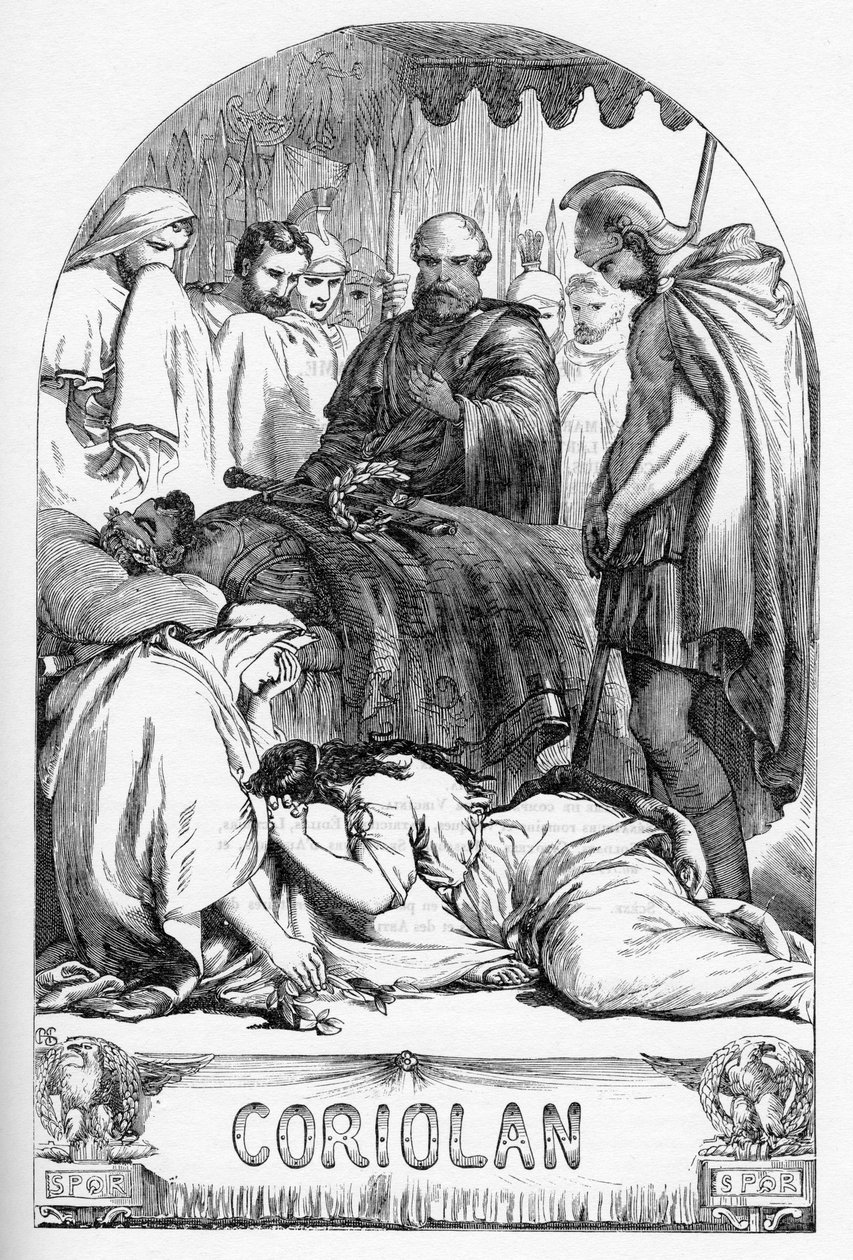 Coriolan (Coriolanus) - Illustration i "" Completes de William Shakespeare"" 1866 - Illustrationerna och den allmänna formen för denna utgåva är lånade från Cassells illustrerade Shakespeare, publicerad i London av English School