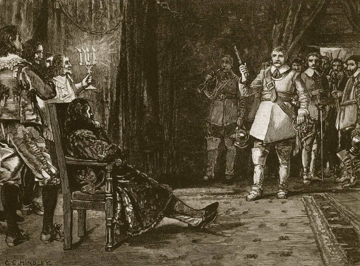 Cornet Joyces intervju med Charles, illustration från Cassells Illustrated History of England (sepiafoto) av English School