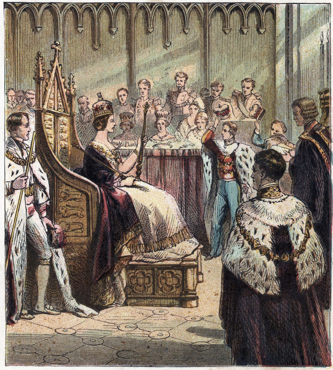 Kröning av drottning Victoria Iere av England, London, Westminster Abbey, 28 juni av English School