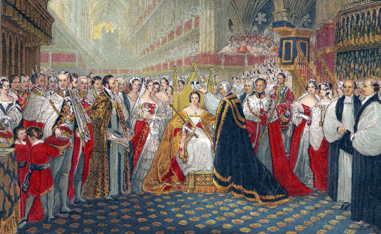 Drottning Victorias kröning 1837 (tryck) av English School
