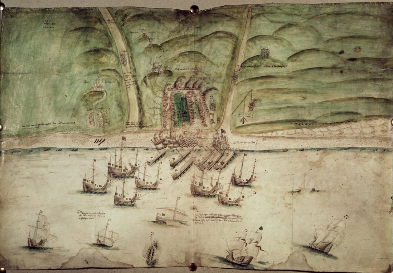 Bomull Augustus I.i f.18 Plan av Brighton under attack av English School