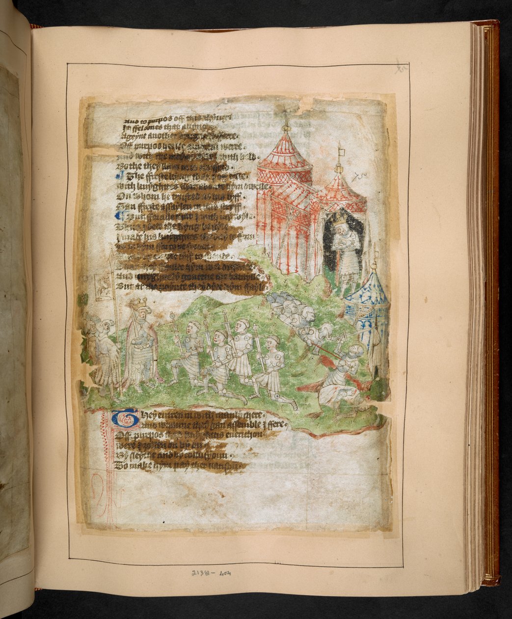 Bomull MS Tiberius A VII/1 fol. 75r, sent 1400-tal (pergament) av English School