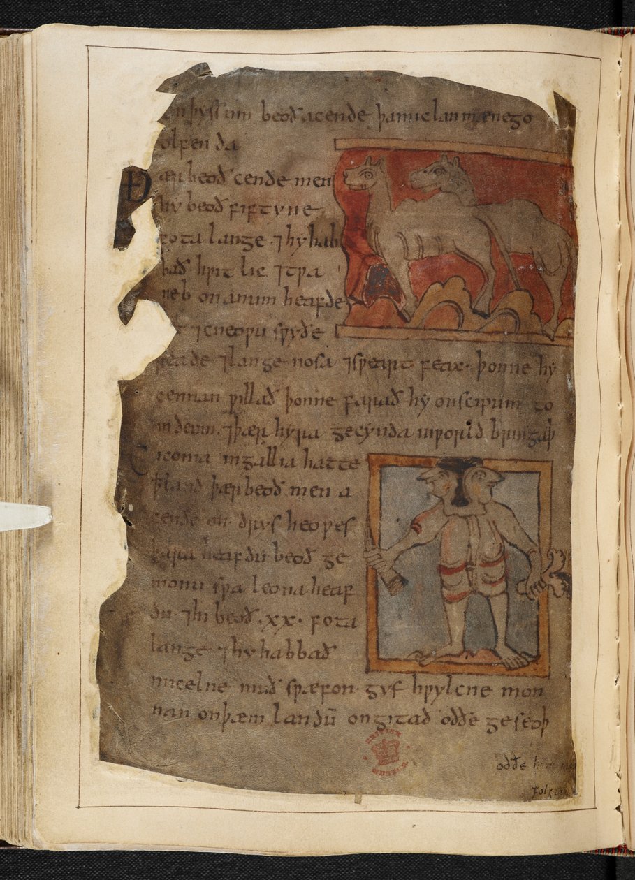 Cotton MS Vitellius A XV f.101v, Beowulf, från 