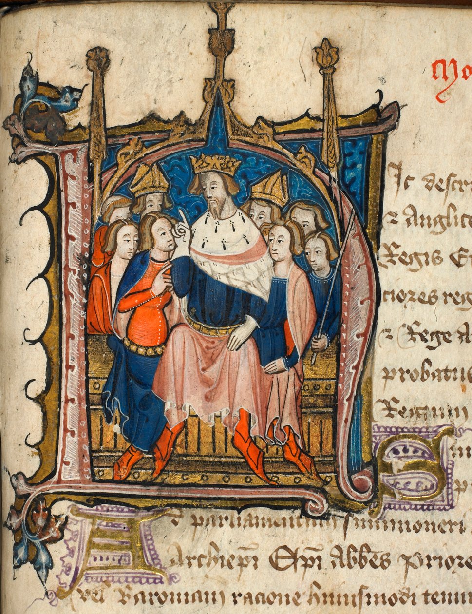 Cotton Nero D. VI, f.72 Historikerad initial 