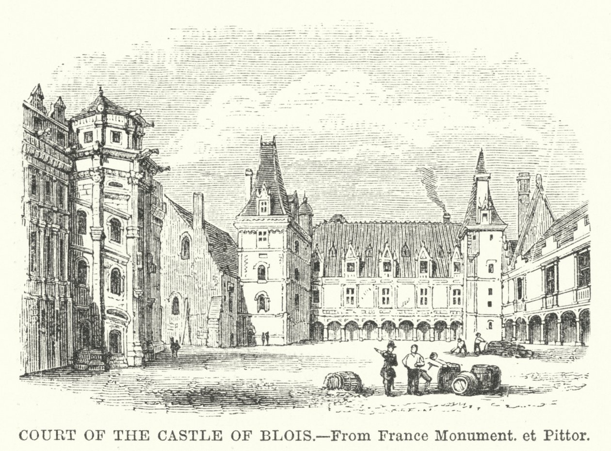 Hovet på slottet i Blois (gravyr) av English School
