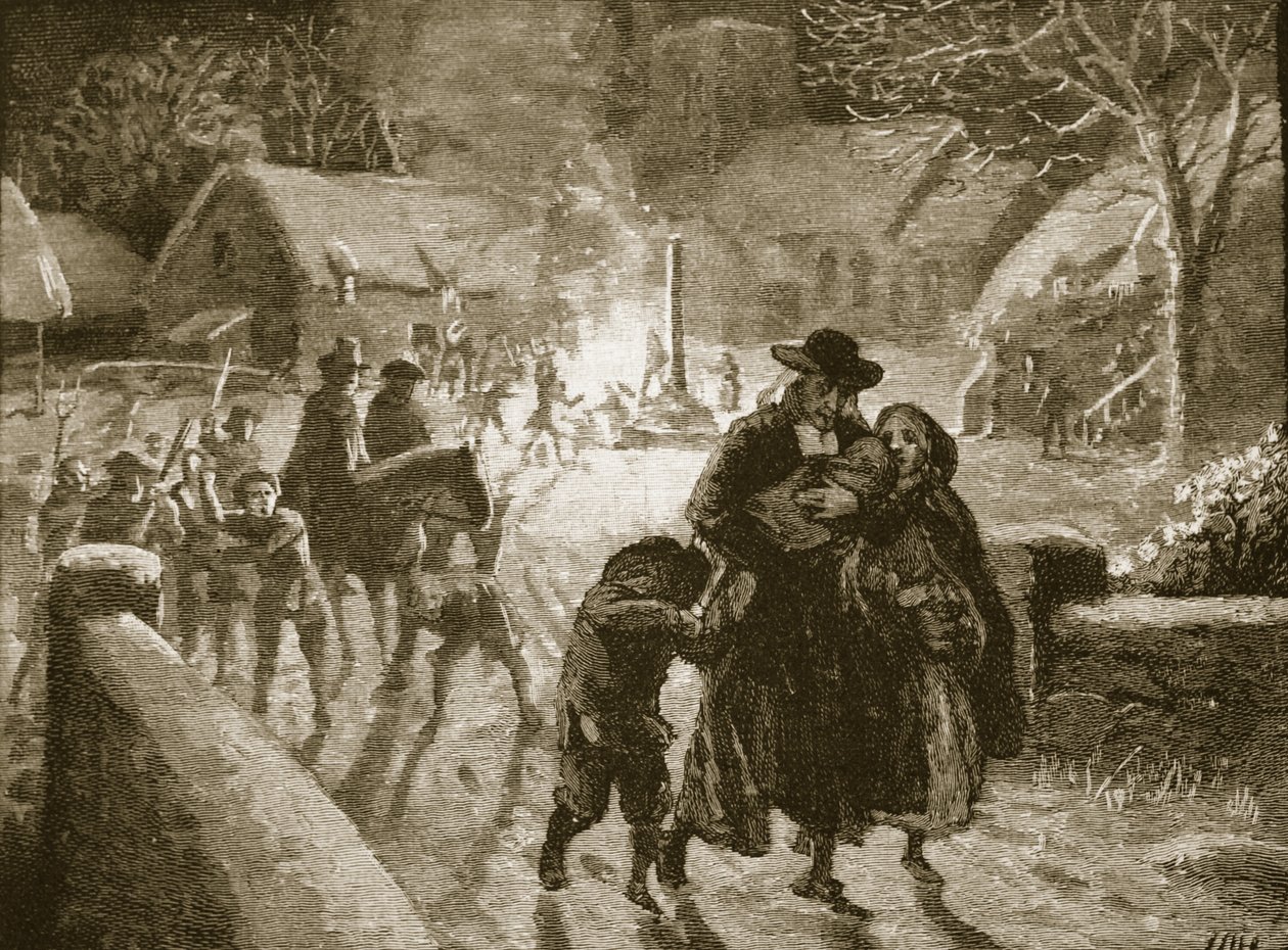 Covenanters vräker en episkopalisk präst, illustration från Cassells Illustrated History of England (sepiafoto) av English School