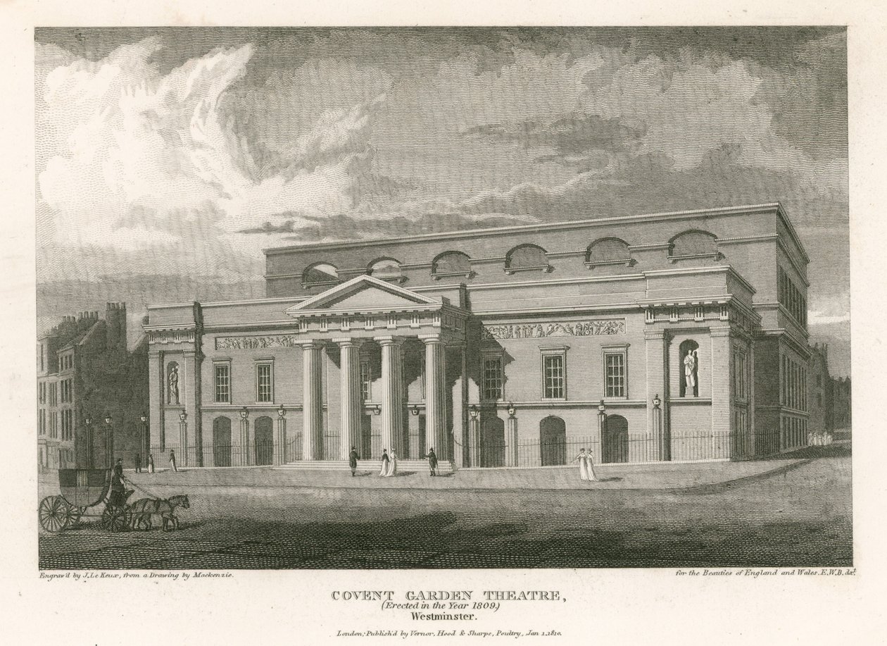 Covent Garden Theatre, Westminster, London (gravyr) av English School