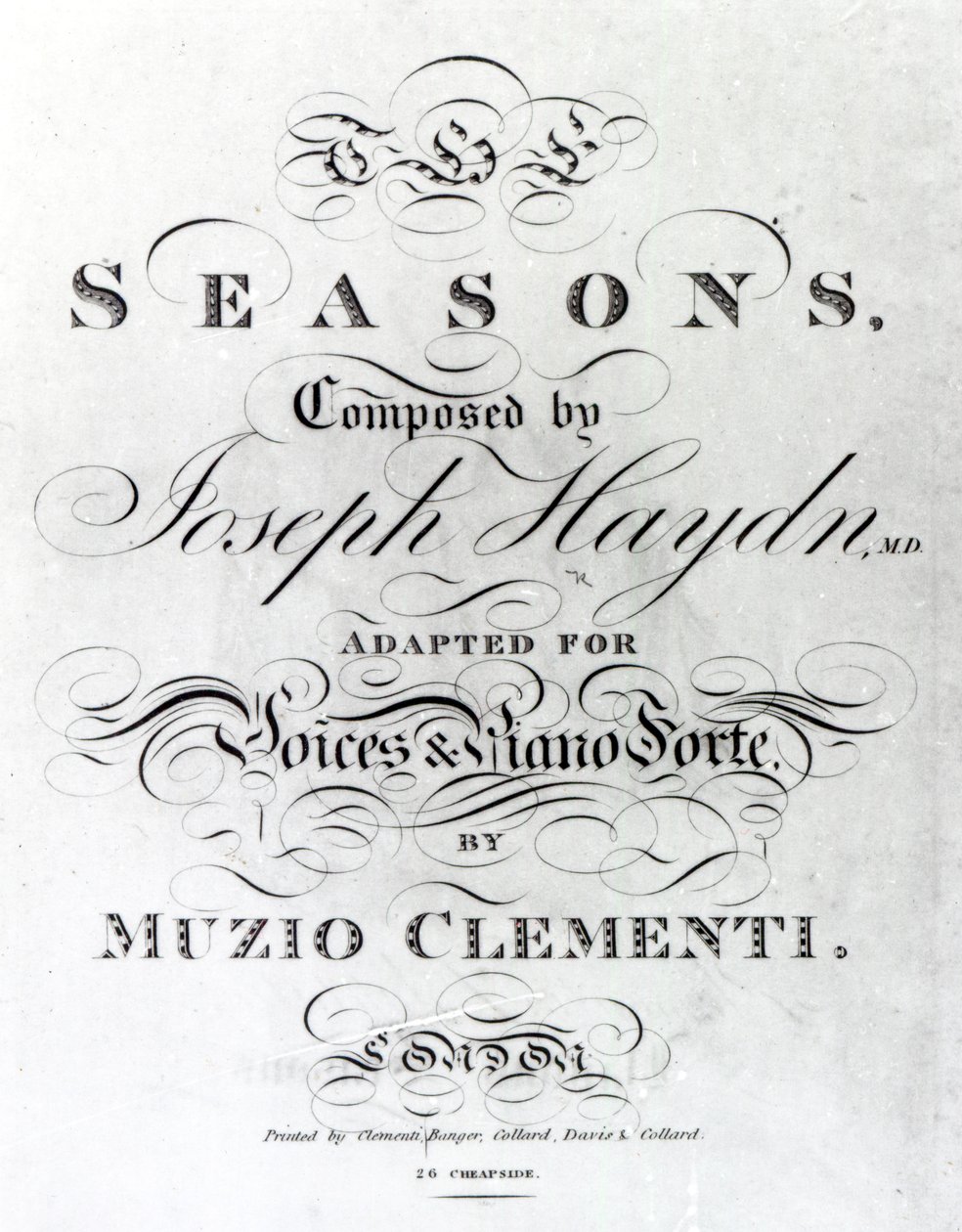 Omslag till notbladet till "Seasons" av Joseph Haydn (1732-1809) av English School