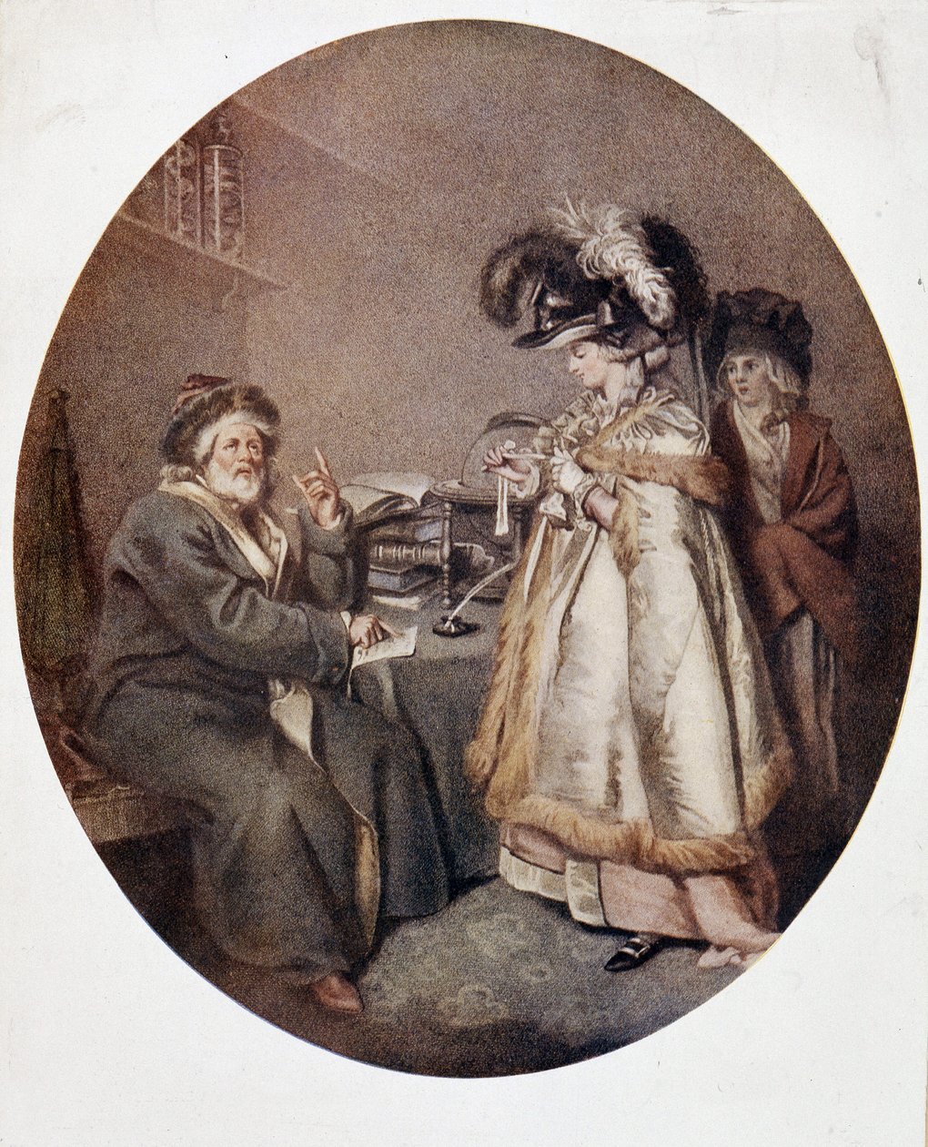 Troende kvinna och astrolog, engelsk bild, n.d. 1700-tal av English School