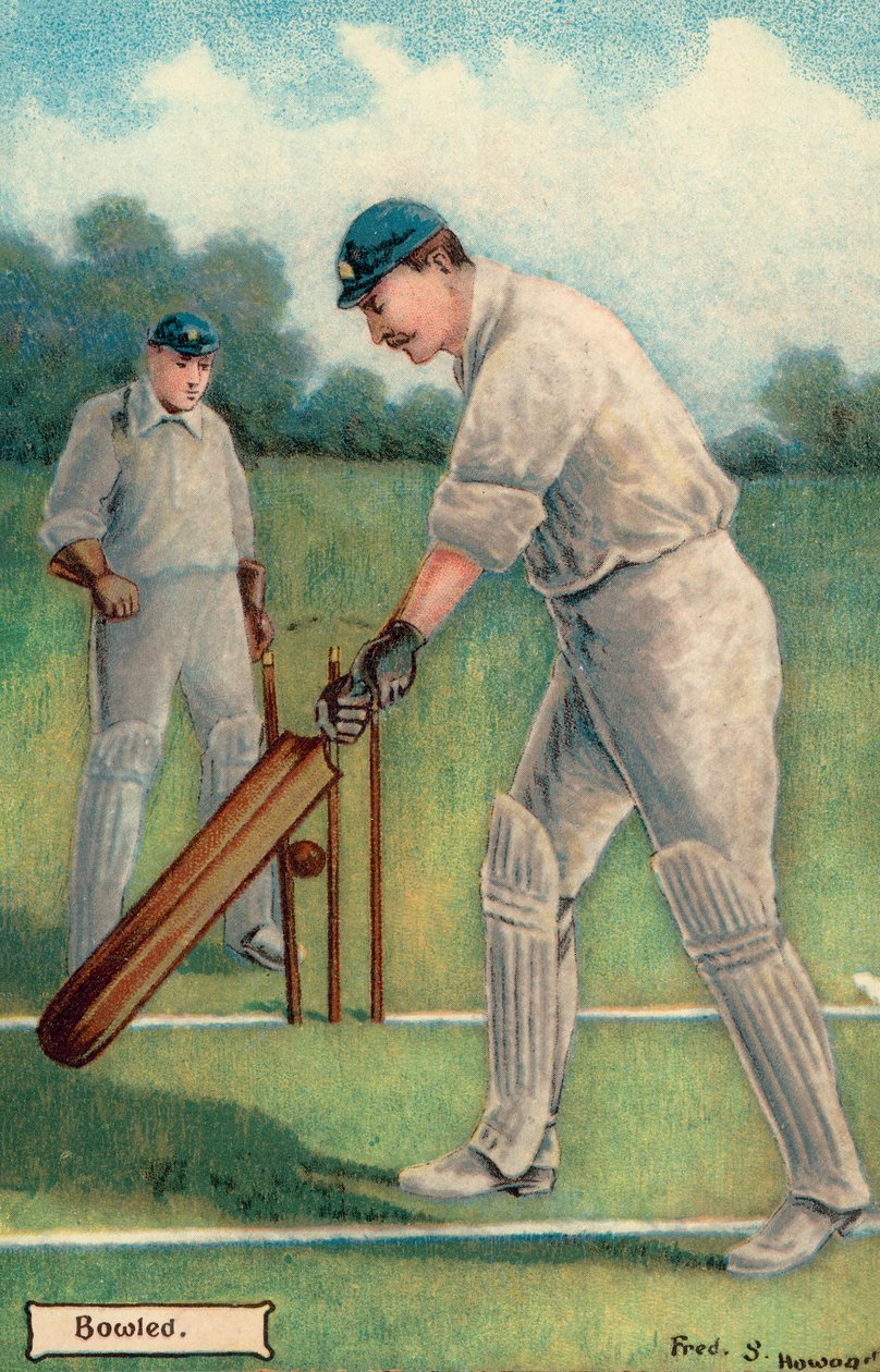 Cricket: Bowlade (färglitografi) av English School