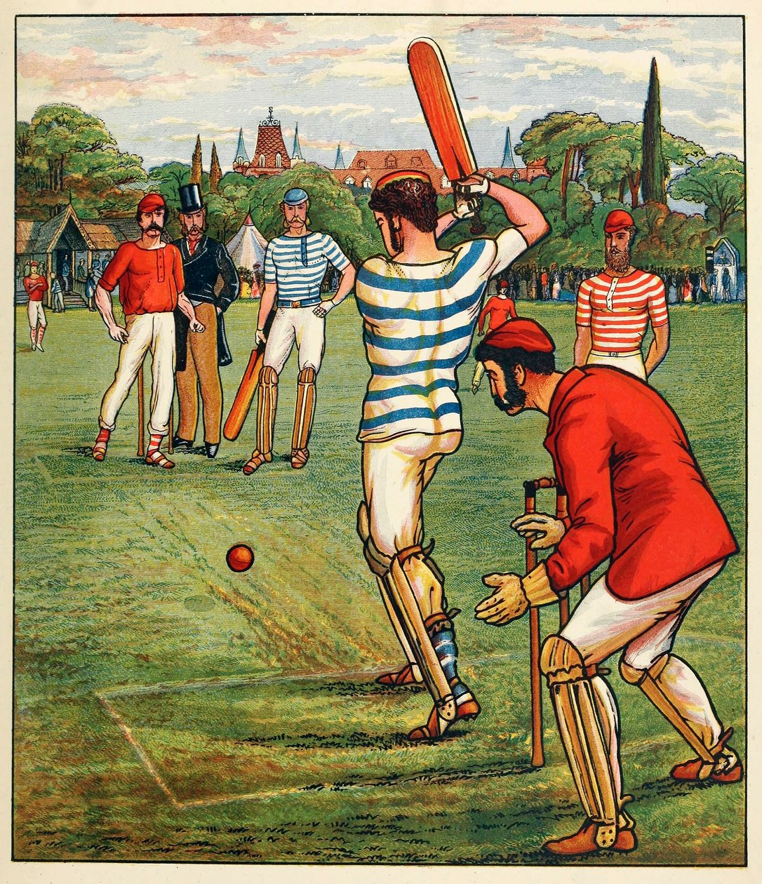 Cricket, från British Sports and Games, pub. C. 1880. av English School