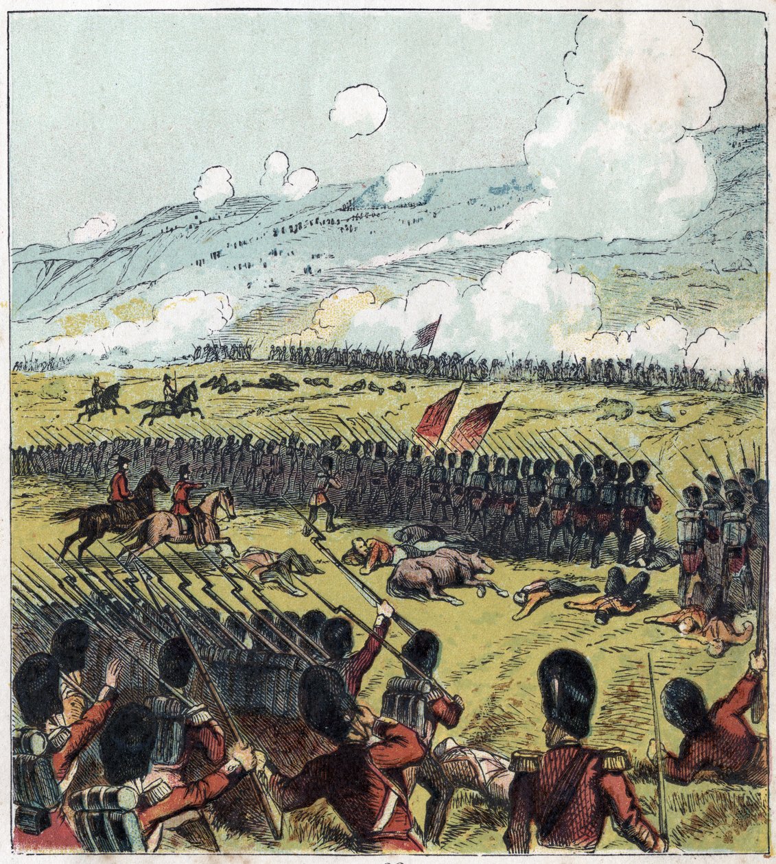 Krimkriget (1853-1856): Slaget vid Alma mellan den ryska armén och en brittisk, fransk och turkisk koalition den 20/09/1854. 
