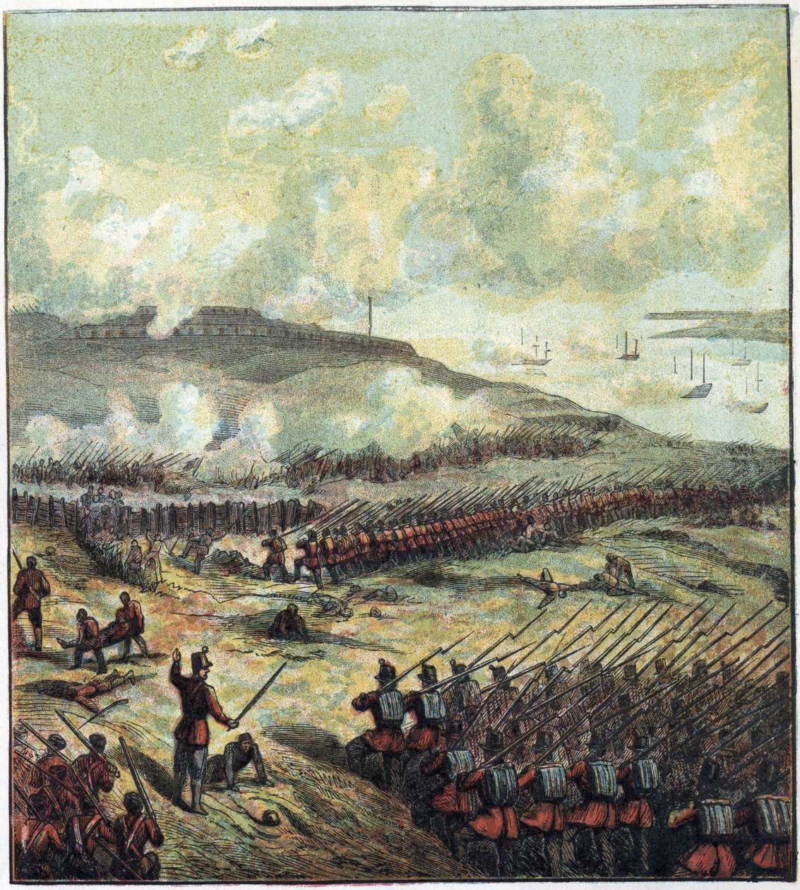 Krimkriget (1853-1856): slaget vid Inkerman (Inkerman) den 5/11/1854 mellan Ryssland och den brittiska, franska och turkiska koalitionen som vann. Slaget vid Inkerman av English School