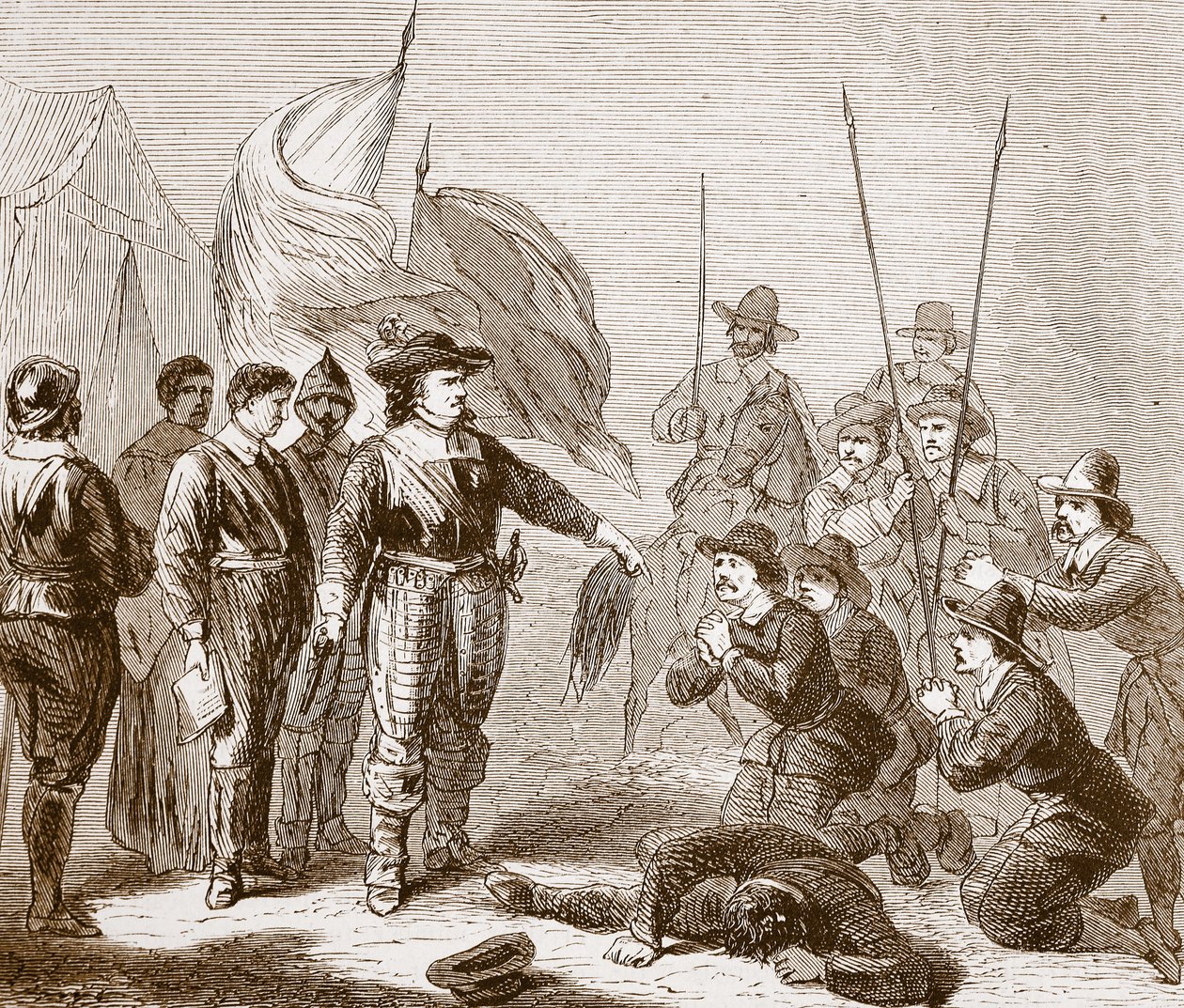 Cromwell undertrycker myteriet i armén, 1649 av English School