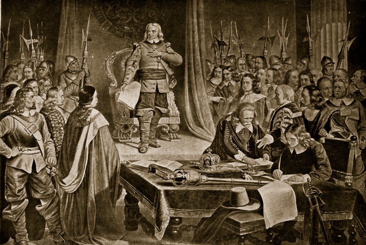 Cromwell vägrar kronan, illustration från Hutchinsons Story of the British Nation, c.1923 av English School