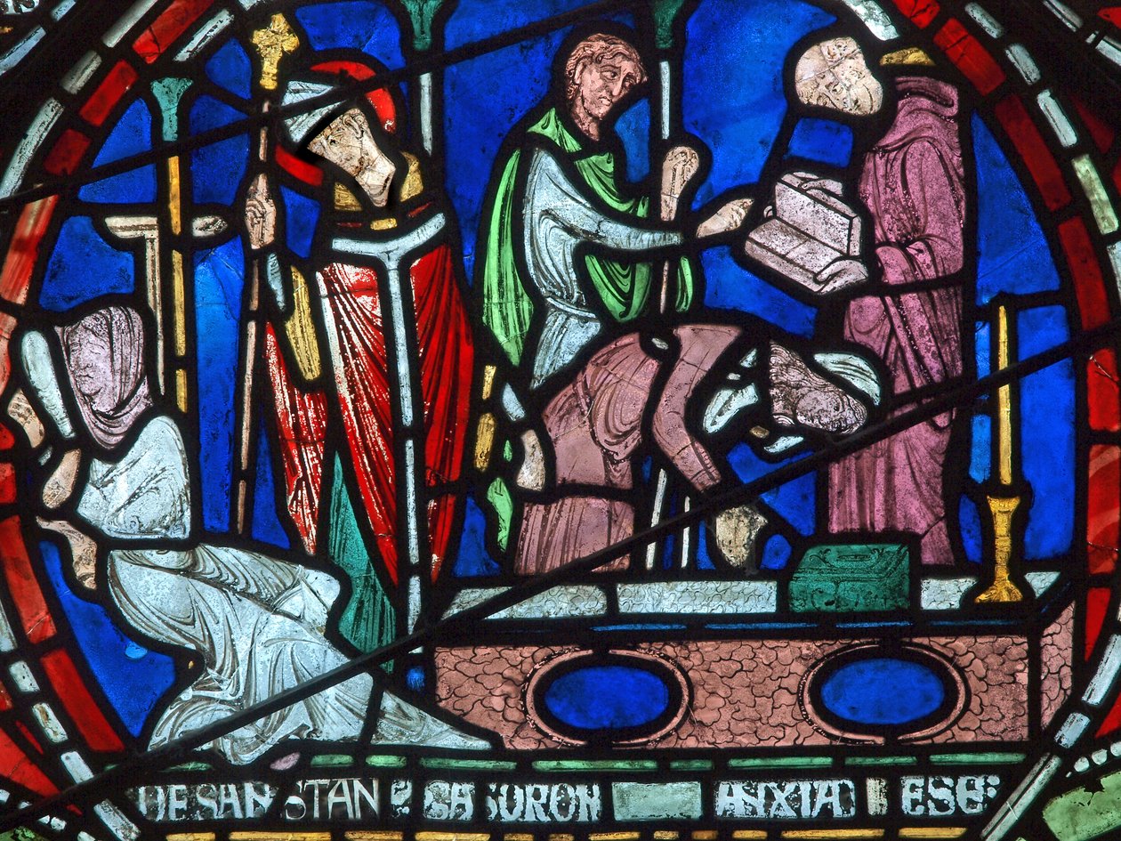 Cure of the Daughters of Godbald of Boxley, tidigt 1200-tal av English School