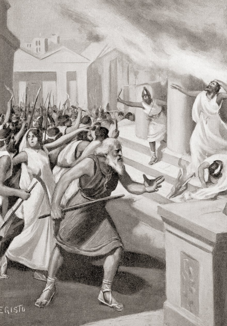 Cylon of Croton som leder en revolt mot pytagoreerna, ca 509 f.Kr., från Hutchinson