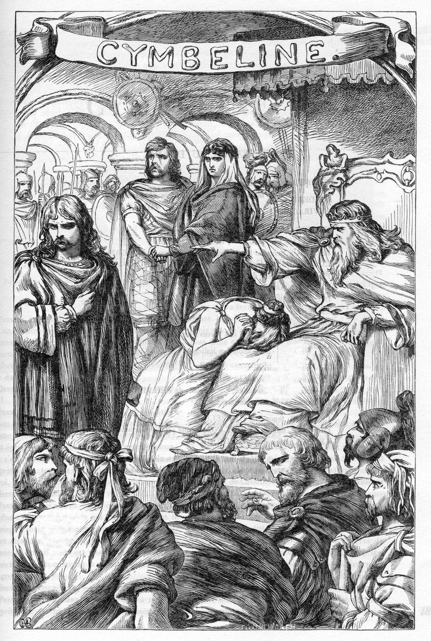 Cymbeline - (The Tragedy of Cymbeline, King of Britain) - Illustration i "" Completes de William Shakespeare"" 1866 - Illustrationerna och den allmänna formen för denna utgåva är lånade från Cassells illustrerade Shakespeare, publicerad i London av English School