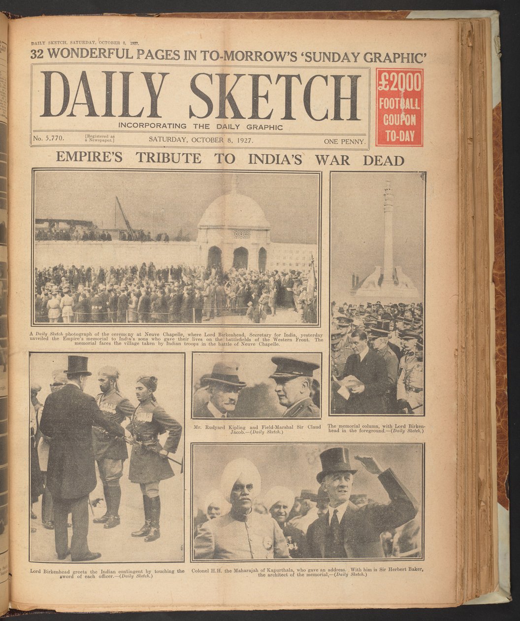 Daily Sketch, som visar Rudyard Kipling på Neuve Chapelle, 8 oktober av English School