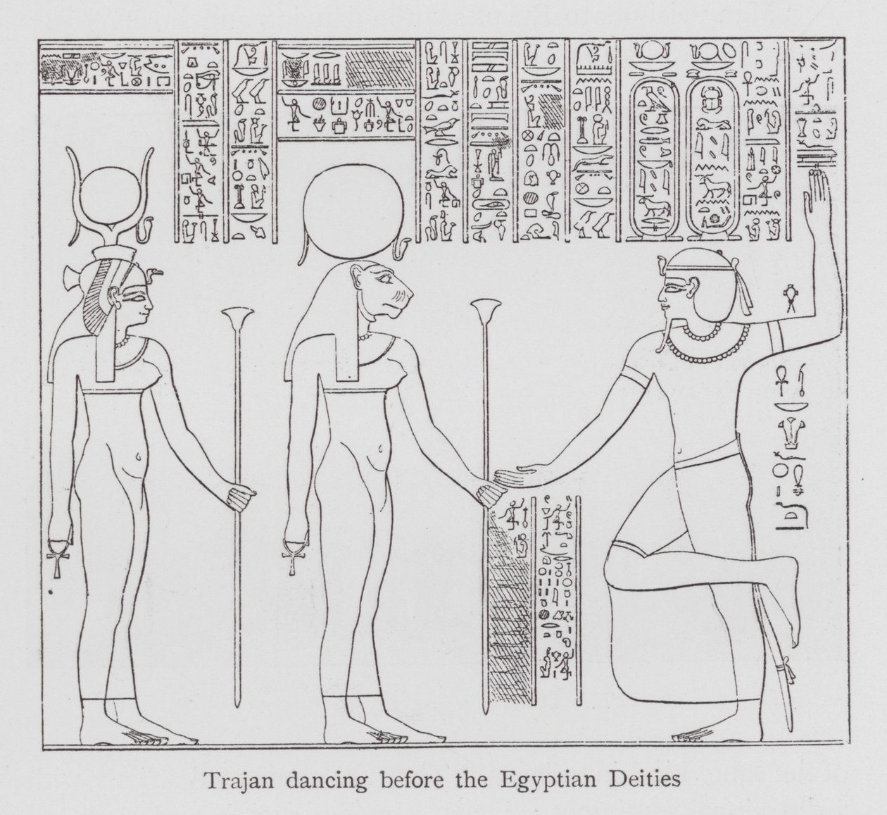 Dans: Trajanus dansar inför de egyptiska gudarna (litho) av English School