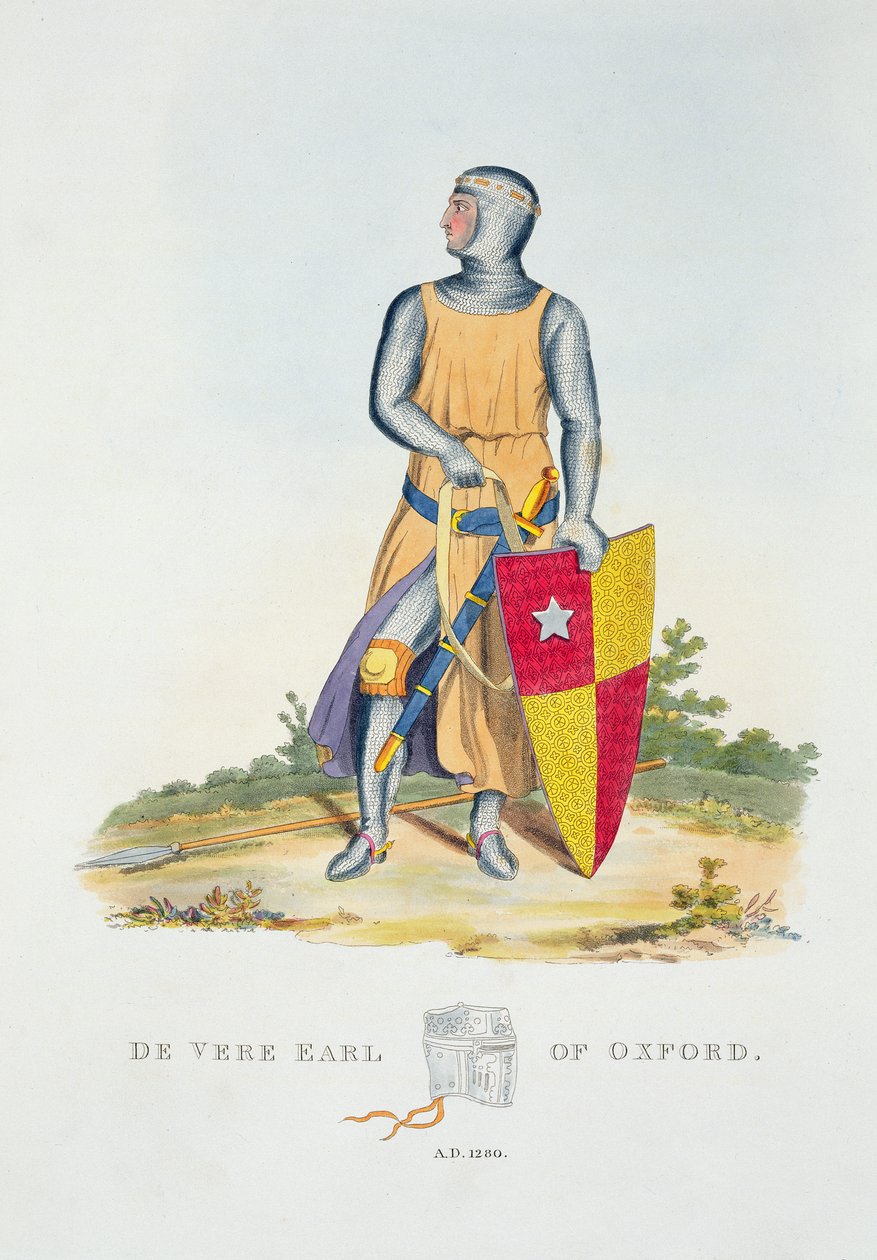 De Vere, Earl of Oxford, 1280, från Ancient Armor av Samuel Rush Meyrick, 1824 av English School