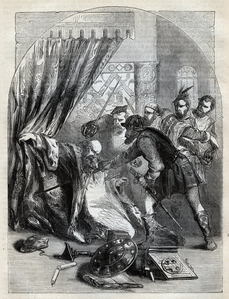 Cardinal Beatons död, 29 maj 1546 - Kardinal David Beaton (c1494-1546), ärkebiskop av St. Andrews, mördad under den skotska reformationen - gravyr från "" History of England"" av Cassell Petter & Galpin, London (1890) av English School