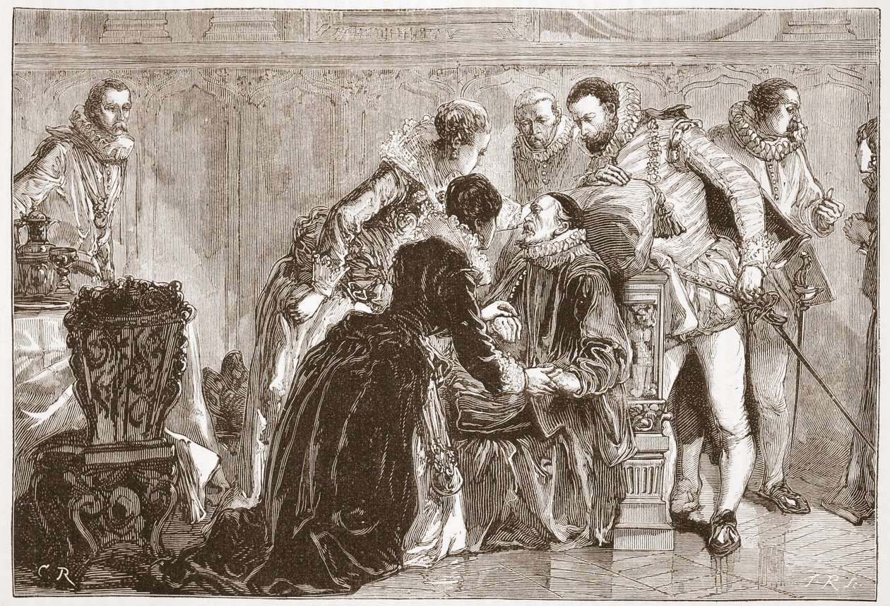 Död av William den tysta, Prince of Orange, illustration från "The History of Protestantism" av James Aitken Wylie (1808-1890), pub. 1878 (gravyr) av English School