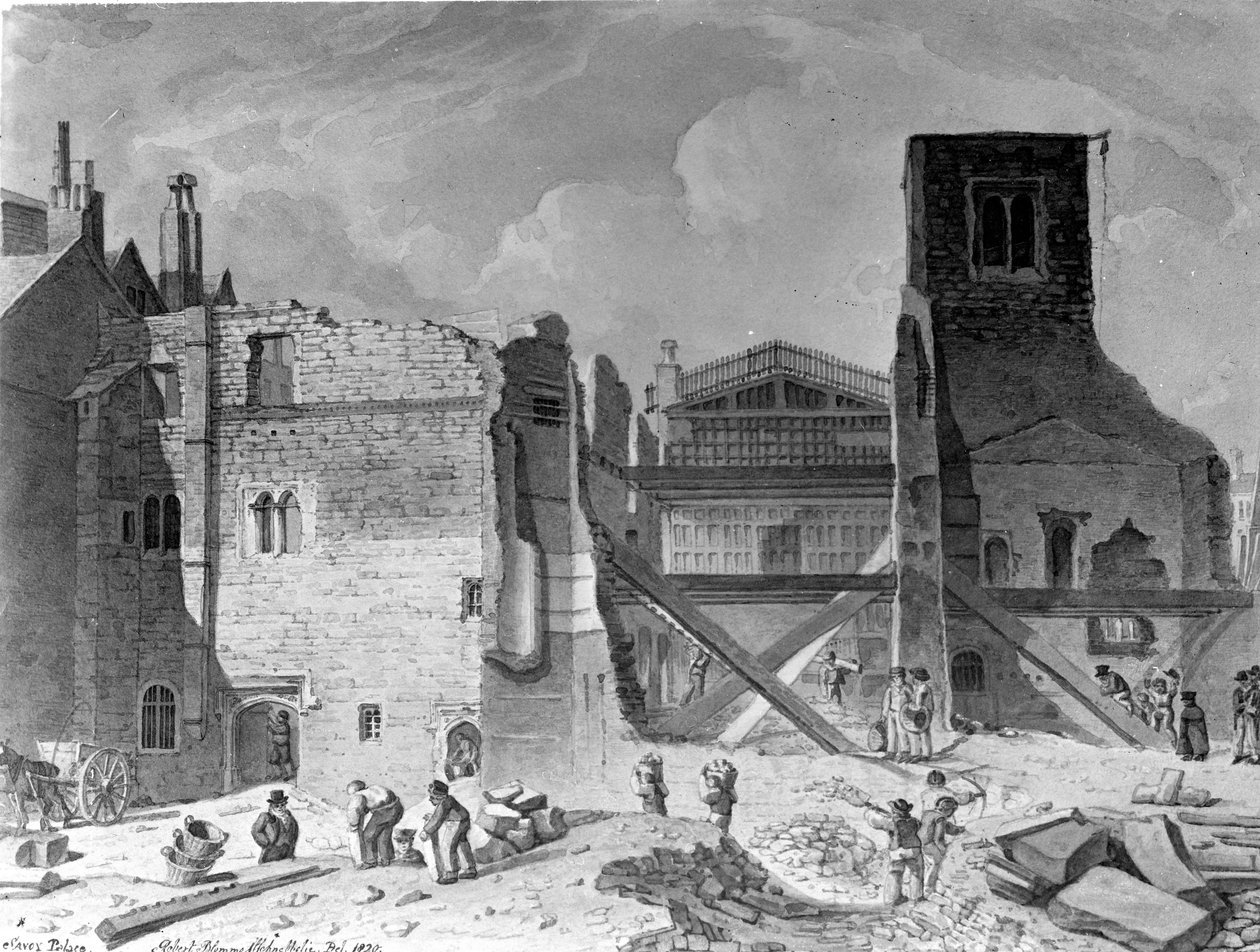 Rivning av Savoy Palace, Westminster, London, 1820 av English School