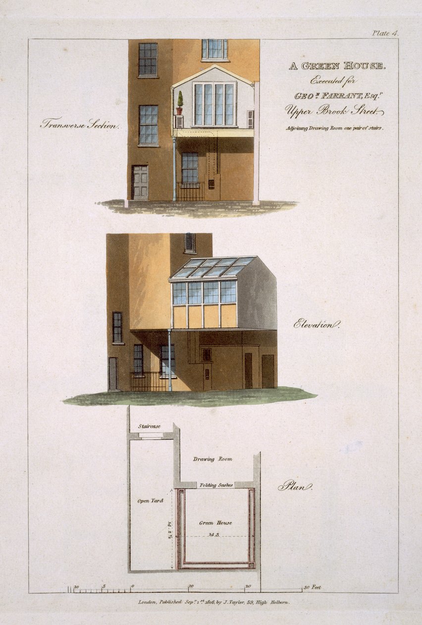 Design for A Green House, utförd för G. Farrant, 1806 av English School