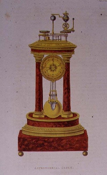 Design för en astronomisk klocka, skylt 139 från Ackermanns 