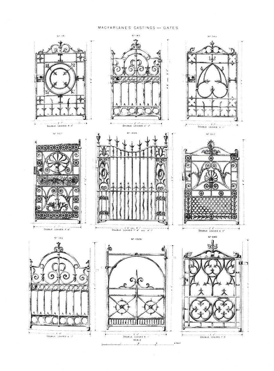 Design för gjutjärnsportar, från Macfarlanes Castings av English School